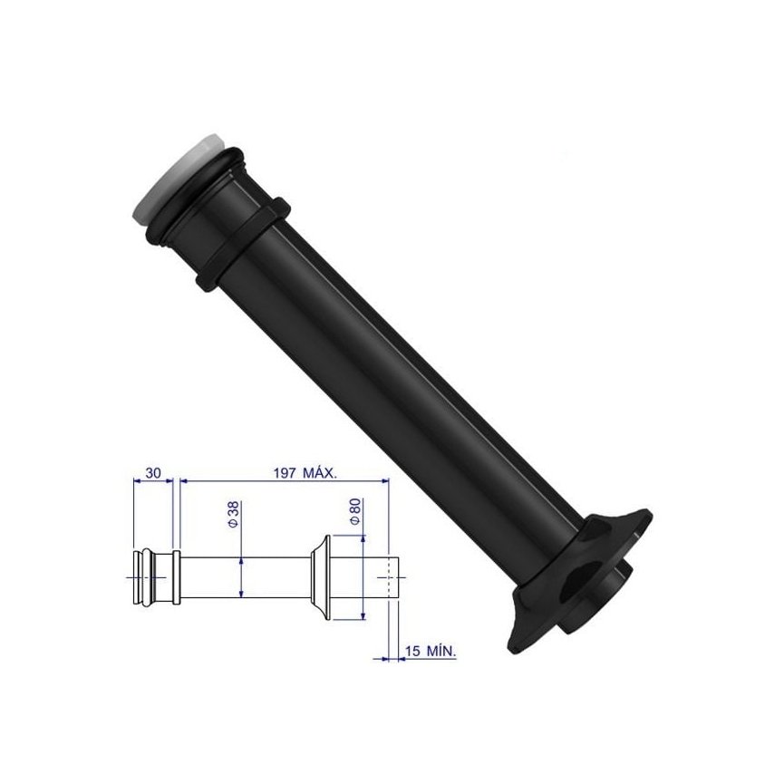 1968 tubo de ligacao black matte deca