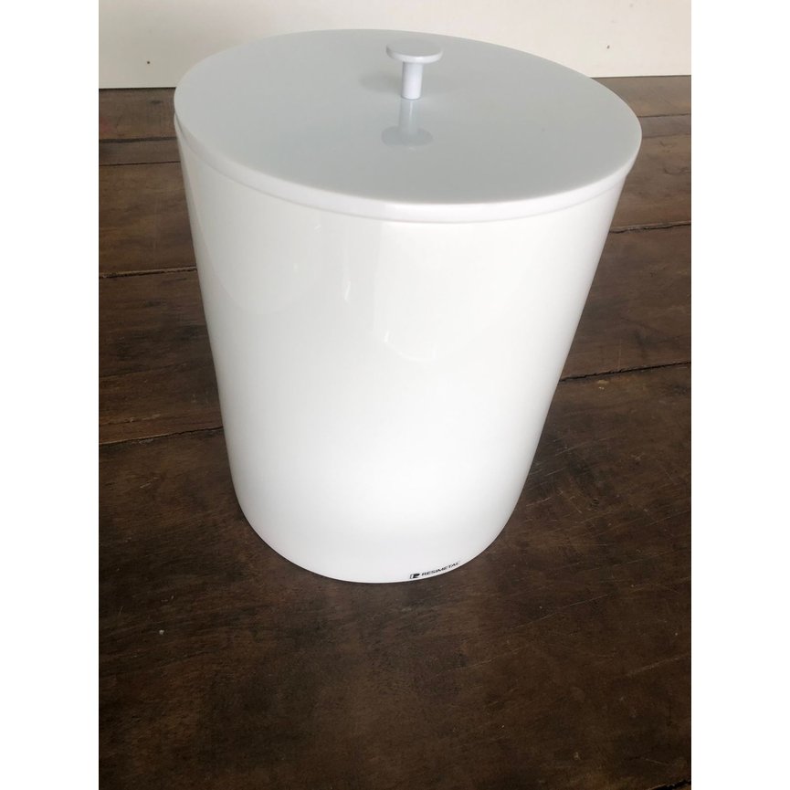 lixeira redonda com tampa puxador branco diametro 20cm branco resimetal 096 008 3